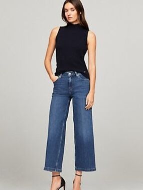 Tommy Hilfiger Wide-Leg High-Rise Jeans in Medium Blue
